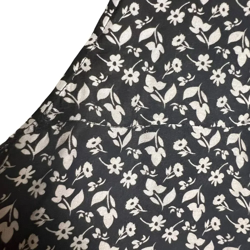 Officine Generale Louison Black Floral Print Silk Sleeveless Shift Dress Size L - Picture 9 of 16